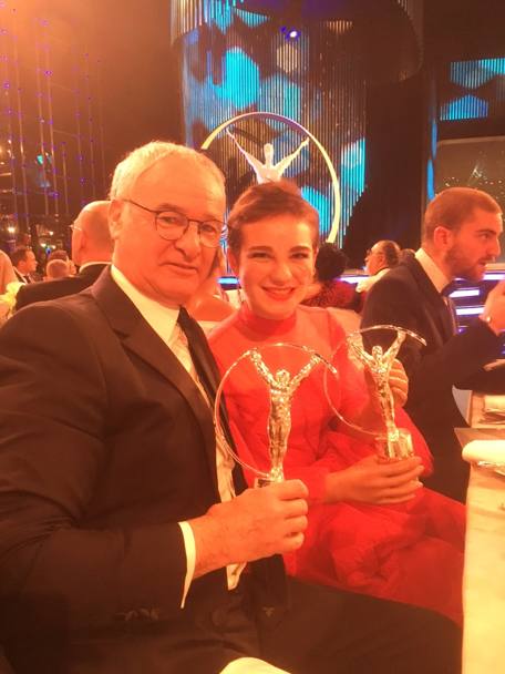 Bebe Vio accanto a un altro premiato italiano: Claudio Ranieri